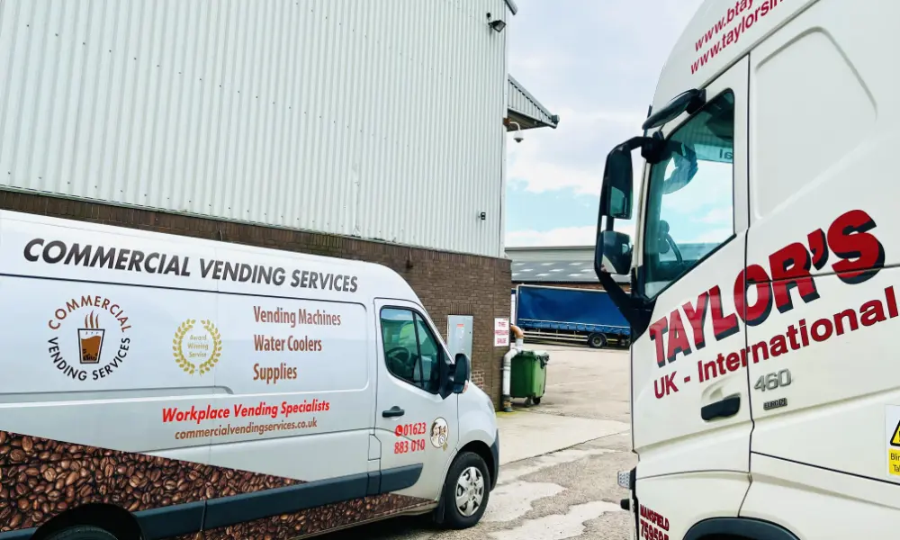 Vending Supplies Van at Taylors Transport Ltd in Huthwaite Nottinghamshire | Commercial Vending Services Ltd